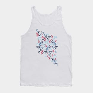 Blue & Red Exotic Monstera Plants Pattern Tank Top